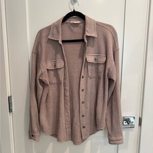 Mauve Waffle Knit Shacket